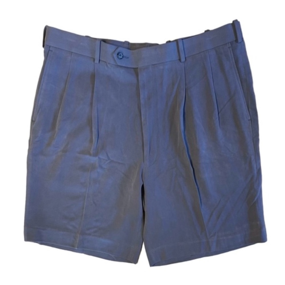PATRICK JAMES 100% Silk Pleated Shorts Blue Men’s Size 38